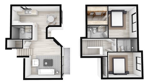 Two Bedroom + Two Bath  Townhouse